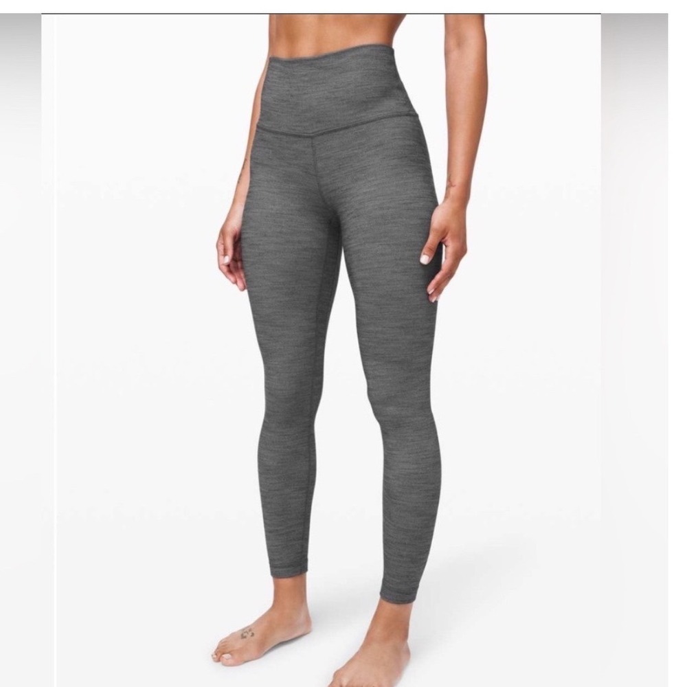 Lululemon Align Pant II 25 Mini Heathered Herringbone Gray Black Leggings 4